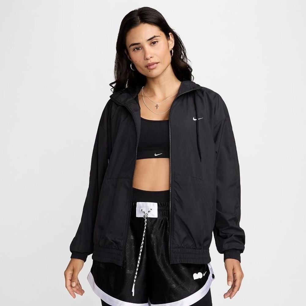 Nike‎ Sportswear Essential Women Black UV Protection Hooded Windbreaker Jacket S